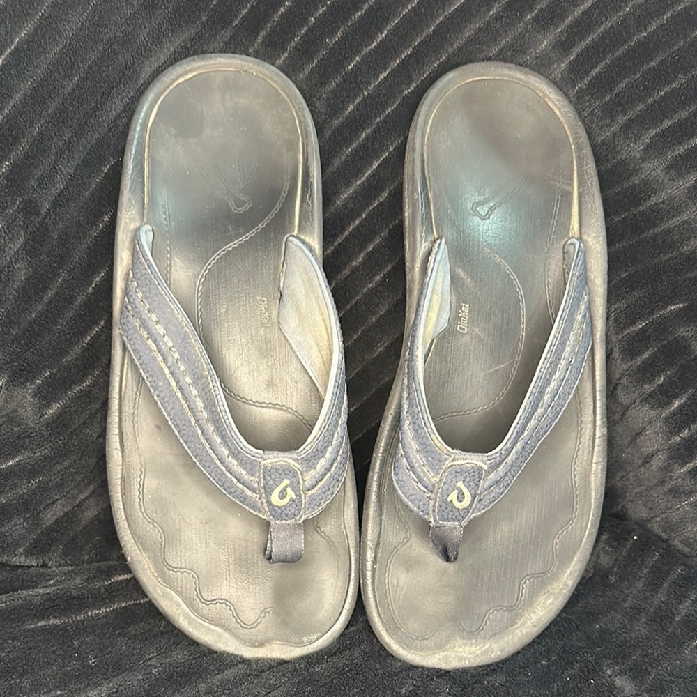 Men’s Olukai Hokua Quick Drying Beach Sandals Size 12 GUC in Blue Retails $80 - Picture 1 of 10